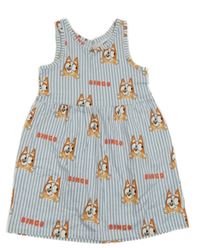 Světlemodro-biele pruhované bavlnené šaty s Bingem H&M