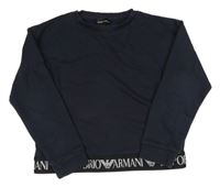 Tmavomodrá crop mikina s nápisem Emporio Armani