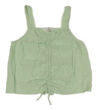 Svetlozelený mušelínový crop top so stahováním H&M