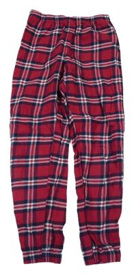 Červeno-tmavoodré kostkované pyžamové kalhoty H&M