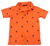 Kriklavoě oranžové melírované polo tričko s palmami George