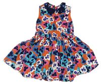 Tmavooranžovo-farebné vzorované plátenné šaty s golierikom s flitrami M&S