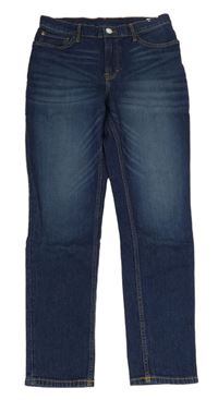 Tmavomodré slim fit teplákové rifle H&M