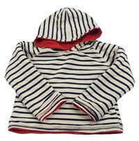Smetanovo-čierna pruhovaná podšitá obojstranná mikina s kapucňou Jojo Maman Bébé