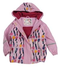 Ružová pogumovaná jarná bunda s laky a kapucňou lupilu
