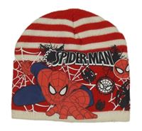 Červeno-biela pruhovaná pletená čapica so Spider-manem MARVEL