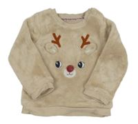 Svetlobéžová plyšová mikina so sobom C&A