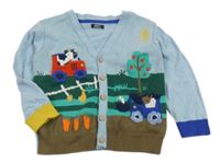 Světlemodro-hnedo-safírovo-okrový prepínaci sveter s farmou Next