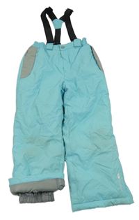 Světlemodro-šedé kostkované šusťákové funkční zimní oteplovačky s odepínacími trakami TRESPASS