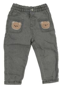 Šedé paper bag teplákové rifle s medvídky sinsay