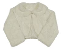 Smetanové kožešinové podšité bolérko s golierikom