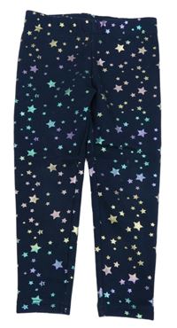 Tmavomodré teplákové zateplené legíny s hvězdičkami