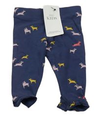 Nové - tmavomodré legíny s koníky a volánikmi M&S