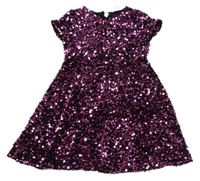 Černo-růžové sametové flitrové šaty ZARA