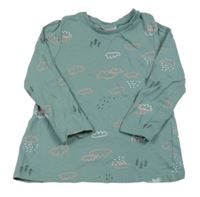 Olivovošedé triko s obláčky so cute