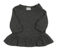 Tmavosivé melírované rebrované úpletové šaty F&F