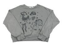 Sivá crop mikina s obrázkami H&M