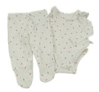 2set - Bílé puntíkaté polodupky s kytičkami + body SHEIN