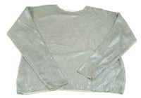 Modrošedo-stříbrno-smotanový pletený sveter H&M