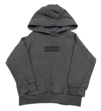 Tmavosivá oversize mikina s nápismi a vreckom a kapucňou F&F