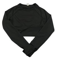 Čierne elastické športové crop tričko SHEIN