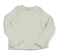 Biely rebrovaný úpletový rolák SHEIN