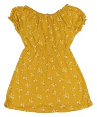 Horčicové melírované šaty s kvetmi George