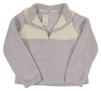 Nové - světlefialovo-smetanová huňatá domácí mikina Tu