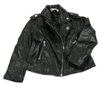 Černý koženkový jarní křivák s límečkem H&M