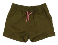 Tmavokhaki plátenné kraťasy lupilu