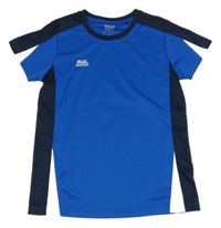 Cobaltovoě modro-bielo-tmavomodré funkčné športové tričko crivit