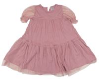 Starorůžové třpytivé tylové šaty little kids