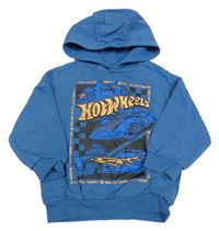 Modrá oversize mikina s auty - Hot Wheels a kapucňou