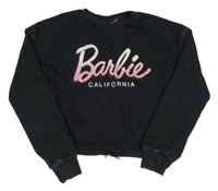 Čierna crop mikina s logom Barbie
