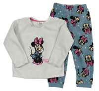 Bílo-modrošedé chlupaté pyžamo s Minnie Primark