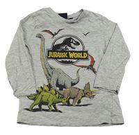 Šedé melírované triko s dinosaury - Jurský svět