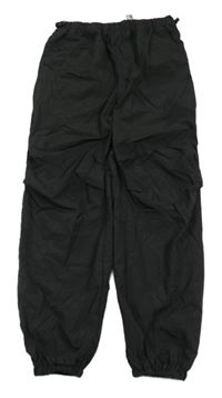 Nové - černé šusťákové cuff kalhoty Primark