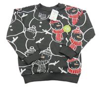 Nové - Antracitová mikina se sněhuláky Nutmeg