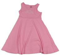 Neonově růžové žebrované bavlněné šaty s nápisem F&F