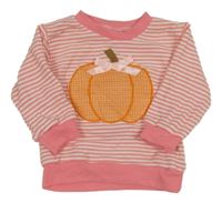 Ružovo-biela pruhovaná mikina s tekvicou