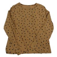 Hnedé bodkovaná é rebrované tričko Next