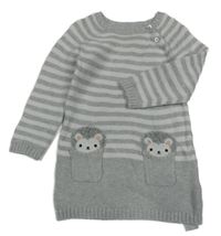 Sivo-biele pruhované svetrové šaty s ježkami Primark