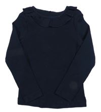 Tmavomodré žebrované triko s límečkem George