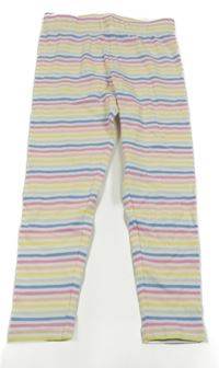 Bielo-farebné pruhované legíny Pocopiano