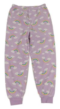 Lila fleecové pyžamové kalhoty s duhami Primark