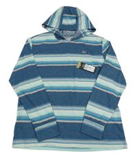 Nové - Petrolejovo-barevné pruhované triko s kapucí