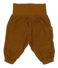 Hnědé manšestrové kalhoty s kapsou a úpletovým pasem H&M