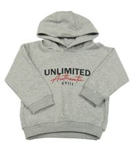 Sivá melírovaná mikina s nápisom a kapucňou Matalan