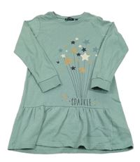 Zelenošedé teplákové šaty s hvězdami Blue Seven