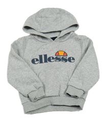 Šedá melírovaná mikina s logem a kapucí Ellesse